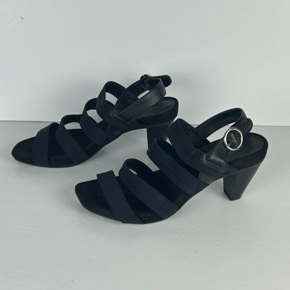 Abella Sandals Women Size 8 Black Strappy Fabric - Picture 2 of 11